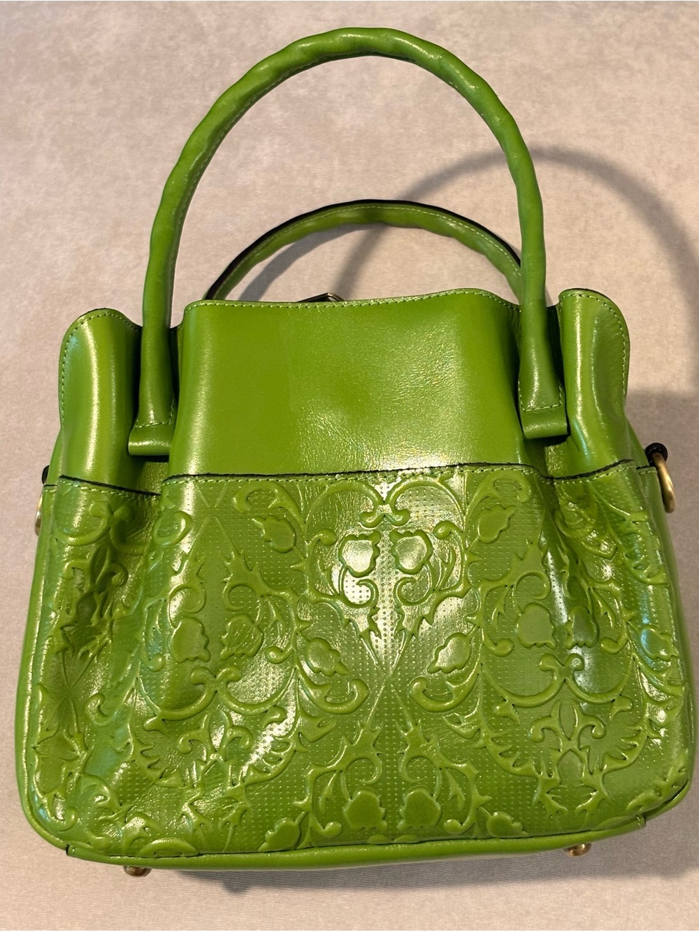 Patricia Nash Green Embossed Leather Satchel - Picture 2 of 4